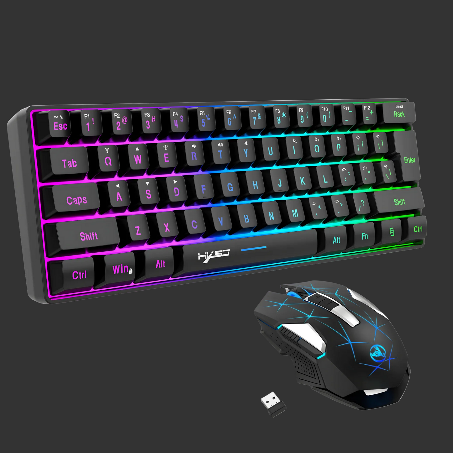 Combo Gamer 60% Wireless: Teclado RGB + Mouse Pro