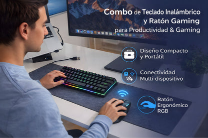 Combo Gamer 60% Wireless: Teclado RGB + Mouse Pro